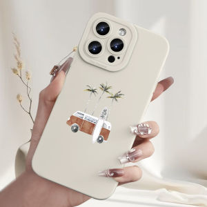 Retro brown and white RV phone case suitable for iPhone 17 16 15 14 13 12 11 Pro/Max/Plus anti drop and shockproof back cover