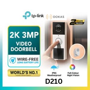 TP-Link Tapo D230S1 5MP / D210 3MP 2K Camera Weatherproof Smart Wireless WiFi Video Doorbell ultra-wide FOV(160° Diagonal) Longer Battery Life
