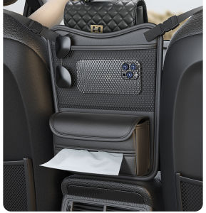 Car seat storage bag multi-functional central control storage bag car storage mesh bag supplies isolation belt car nappa leather storage hanging bag