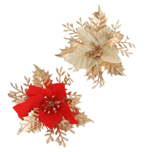 Poinsettia Flowers Christmas Ornaments Artificial Flower Party Supplies for Christmas Tree Wreaths Wedding Decoration