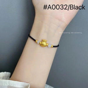 Jasongo123 18k Fu Bag Fortune Bracelet Red and Black String with Gold Money Bag Lucky Bracelet Good For Wealth