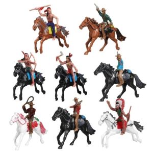 Kirilgu 8Pieces Cowboy Horse and Indian Miniature Models for Historical Scene Q3P9R
