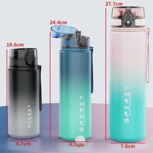YUNLILI PC 1 Liter Sports Water Bottle Large Capacity Gradient Color Large Capacity Sports Kettle Beautiful 500/800/1000ml Leak Proof Colorful Plastic Cup
