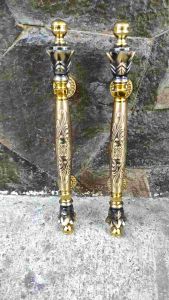 Handle Pintu Rumah Kuningan Motif Nanas Ukir Kombinasi Antik Gold 44 cm 2 pcs