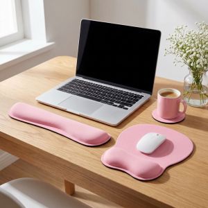 CRNGW 3Pcs Comfortable Keyboard Wrist Rest Set Soft Non-Slip Base Mouse Wrist Support Pad Wrist Protection Ergonomic Wristband Mouse Mat Accessories