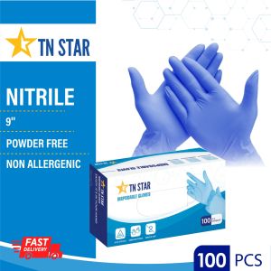 TN STAR Nitrile Gloves Powder Free-Blue 50pcs/100pcs by box