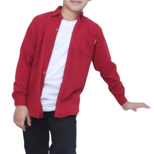 Kemeja Anak Hitam Lengan Panjang Bahan Cotton Pique Premium | Kemeja Anak Laki-Laki Usia 1-16 Tahun