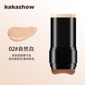 2-in-1 Foundation Stick & Concealer Stick Natural Refreshing Base Makeup Lightweight Watery Texture Quick Touch-Ups with Brush