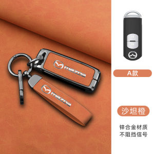 Zinc Alloy Goatskin Genuine Leather Car Key Case Cover For Mazda 2 3 5 6 Atenza Axela Demio CX-5 CX5 CX-3 CX7 CX-9 CX3 CX5 CX7 CX9 2015-2019 Frosted Buttons Protection Shell Holder