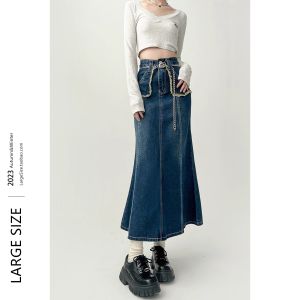 Rok Jeans Premium Denim Retro Payung Gaya Korea Ukuran Besar