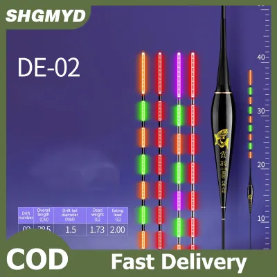 SHGMYD Thông minh LED Fishing Float 2 ánh sáng rất nhạy cảm nhắc nhở phao trọng lực cảm biến phát sáng điện câu cá đêm dài đuôi Float
