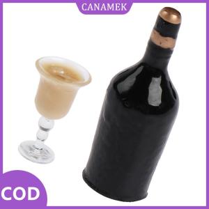CANAMEK✨ Bộ chai rượu vang thu nhỏ Nhà búp bê 1/12 với cốc mô phỏng đồ chơi mô hình đồ uống