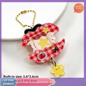 Graceful 1In Photo Card Holder Cartoon Apple Shaped Photo Album Keychain For Bags Acrylic Charm Kpop Idol Photocard Protector Cover