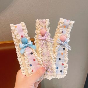 Floral Pattern Children Hair Patches Wide-edged Lace Broken Hair Headband with Magic Tape Closure Girls Headband