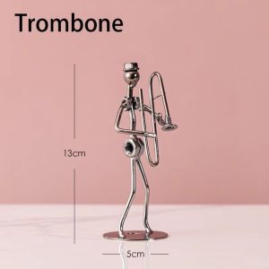 OWNNEW Metal Music Instrument Ornament Violin Craft Guitar Player Statue Musician Band Man Model Home Decor Scene