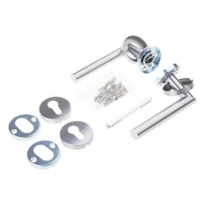Modern Door Lever Handle Set with Escutcheons Contemporary Door Handle set for Secure Key Locking on Interior door