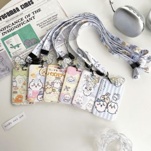 XU HOME Chiikawa Cartoon Card Holder with Long Rope Hachiware Card Sleeve Gift Multifunctional Photo Card Student