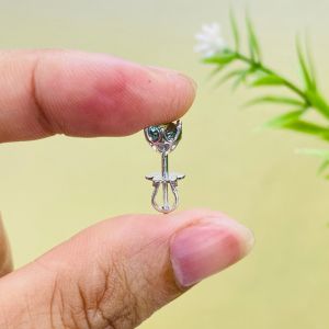 Khuyên tai nam nữ bạc xi bạch kim đính kim cương moissanite Mỹ D/FL100 giác màu xanh lá size từ 4mm-6.5mm kiểm định GRA Bông tai kim cương nhân tạo moissanite bạc mạ vàng trắng Hoa tai bạc thật xi kim đẹp - KIM LỘC PHÁT B6CMX100