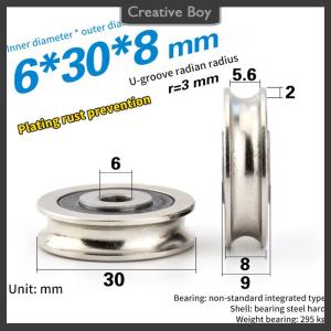 [Creative] 6x30x8mm High Quality Wire Rope Groove Bearing Pulley For Door Window Sliding Track Roller Pulley Stainless Steel Sheave