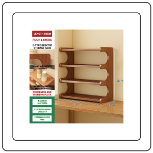 【JJ HOME】Multi-Layer Desktop Storage Rack Wooden Bookshelf Organizer