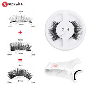 SUNYWILL New Arrival 4pcs/Pair Magnetic Fake Eyelashes With Clip Reusable Natural 3Mangets Eyelash Glue-free