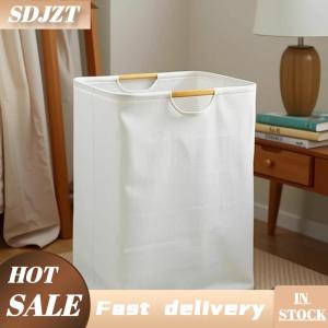 SDJZT Công suất lớn giặt giỏ xách tay bẩn quần áo lưu trữ giỏ với xử lý màu đen bền linen có thể gập lại giặt giỏ