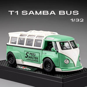 【RUM】1:32 Scale VW T1 Samba Bus Alloy Car Model Light & Sound Effect Diecast Car Toys for Boys Birthday Gift Kids Toys Car Collection