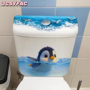 JCSYFAC Sáng tạo tự dính dễ thương chim cánh cụt nhà vệ sinh dán không thấm nước phòng tắm Đề can trang trí