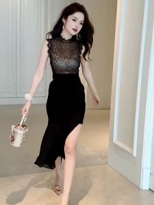 Summer Women Evening Long Dress Chic Glitter Bright Silk y Sleeveless Maxi Dresses Party Gown Robe Femme Mujer Vestido Fiesta