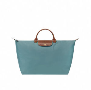 Túi du lịch xách tay Longxiang chất liệu nylon chống thấm nước kiểu dáng bánh bao phối da bò dung tích lớn có thể đeo vai hoặc đeo chéo.