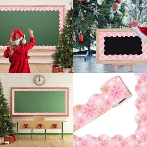 Snowflakes Border Sticker Bulletin Board Border Trim 65ft for Notice Board Chalkboard Classroom Christmas Decoration