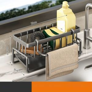 Kệ đựng dụng cụ rửa chén đặt cạnh bồn rửa bằng kim loại