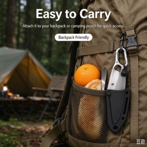Lightweight Portable Camping Food Prep Tool High Hardness Stainless Steel Outdoor Utensil with Protective Sheath Ideal for Cutting Fruit Meat for Camping Hiking Picnic