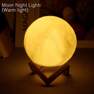Battery Powered 3d Led Moon Lamp With Stand Modern Warm white multicolor Gift Desk Baby Lamps Switch Bedside Kids For Creative Lights Table Bedroom Home Decoration Romantic Battery 3d