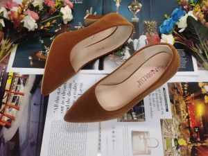 Korean Women casual Office shoes Pointed toe 3inch Pumps( suede 2024)