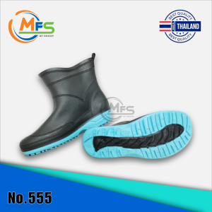 ⚡️รองเท้าบูทกันน้ำ⚡️รองเท้าบูท สูง 7 นิ้ว รุ่น A555 รองเท้าบูทกันน้ำ บูทข้อสั้น บูทดำพื้นสี ความสูง 7 นิ้ว - MFS
