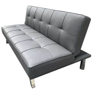 Sofa giường sofa bed thông minh bọc da cao cấp màu xám khung gỗ tự nhiên - Chân kim loại sáng bóng
