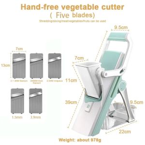 Donirt 5 in 1 Vegetable Cutter Mandoline Slicer Manual Food Chopper Fruit Potato Cucumber Carrot Meat Slicer Shredder Safe Slice2026