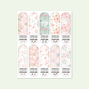 100Pcs/Pack Thank You Stickers Flower Rectangular Stickers Gift Sealed Packaging Decoration Sticker