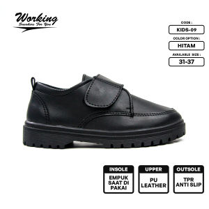 Sepatu Anak Sekolah Kids-09 Sepatu Pantofel Formal Motif Perekat