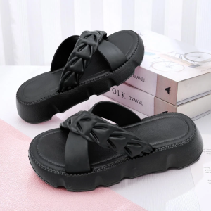 Sandal Wanita Kekinian Tinggi Sandal Fuji Wanita Wedges Korea Strap Dua Sandal Jelly Wanita EVA Rubber Ringan Nonslip