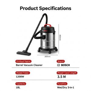 BOSCH 18L Wet Dry Vacuum Cleaner Heavy Duty Penyedut Habuk Rumah Kereta Basah Kering 3 In 1
