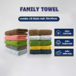 Combo 10 khăn  hàng A. 30x50cm - Khăn mặt siêu thấm nước - dày dặn - thoáng khí thấm hút x 5 khăn thông thường - khăn lau mặt - khăn lau nhà