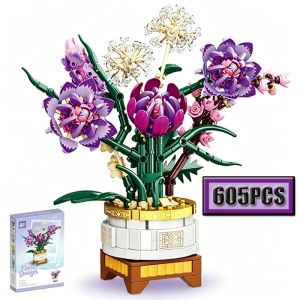 Flower building block set for ceremonies botanical collection rose bouquet jigsaw puzzle educational toy gift for girls holiday gift.