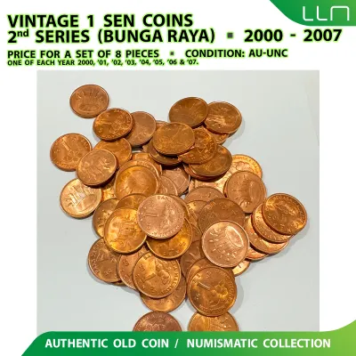 1-Sen 2nd Series Coins Malaysia 2000-2007 (Set of 8 pcs)