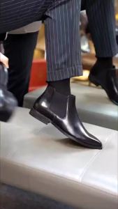 Mens Spring Casual Chelsea Boots – Plus Size Leather Ankle Boots with Side Zipper Wide Fit Comfortable & Stylish 38-48