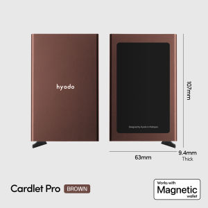 hyodo Cardlet Pro Brown (Magnetic compatible Smart Card Wallet Holder RFID/NFC Shielding For Man & Women)