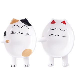 MMLUCK kitchen racks organizer kitchen accessories Kitchen Cat Design Ceramic Cartoon Pot Lid Stand Spoon Rest Utensil Rack Stove Holder