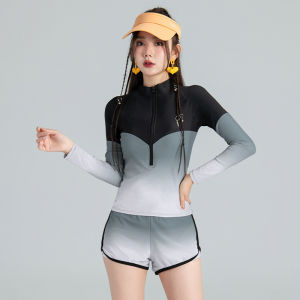 Mohan Áo Tắm 3 món đồ bơi nữ mới cắt xẻ kín đáo góc phẳng thể thao giản dị chống nắng dài tay đi biển tắm suối nóng