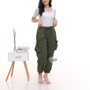 Cargo Pants Wanita Highwaist Loose Korean Style Jumbo - Celana Kargo Wanita
